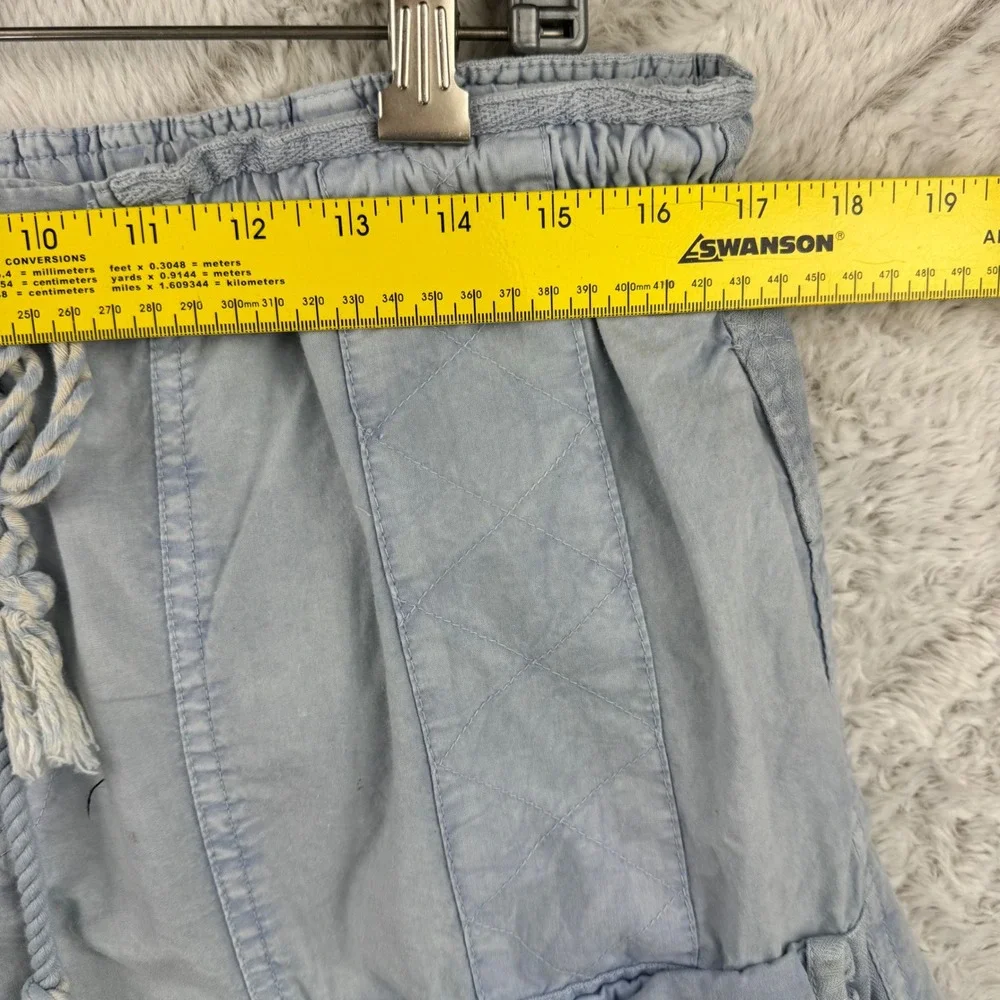 Free People Cargo Shorts Women Medium Blue Distressed Utility Gorpcore Summer